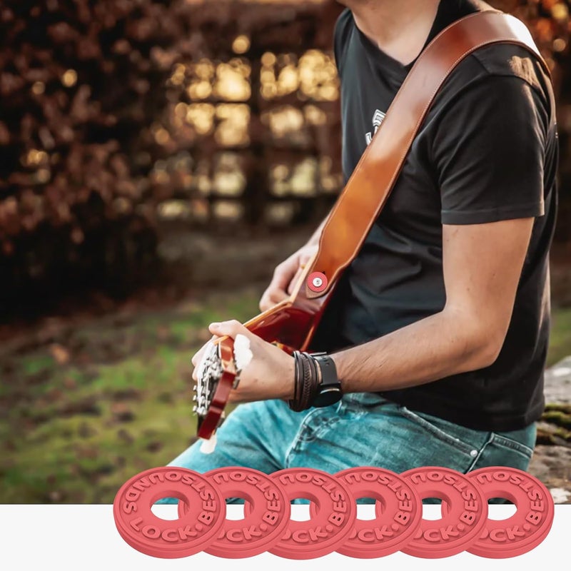 BestSounds Guitar Strap Blocks, 6PCS Premium Silicone Safety Locks (Strawberry) - Image 4
